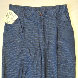 NWT Vintage Wool Blend Royal Blue High Waisted Pleated Pants, 30 Tall